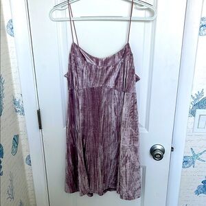 Velvet Spaghetti Strap Dress in Mauve